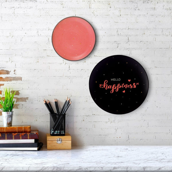Wall Plate Decor in Study Room - Hello Happiness Sign - Home Office Decor - Workspace Decor - Wall Hanging Decor - Buy Online India - Free Shipping